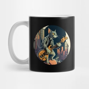 Alone Cool Cat Play Guitar Bass - Love Cats Mug